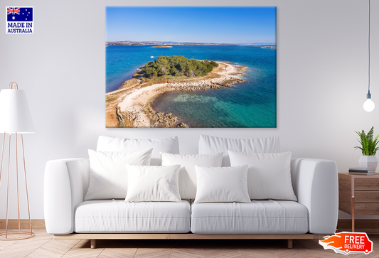 Islanad With Sea Aerial View Photograph Print 100% Australian Made