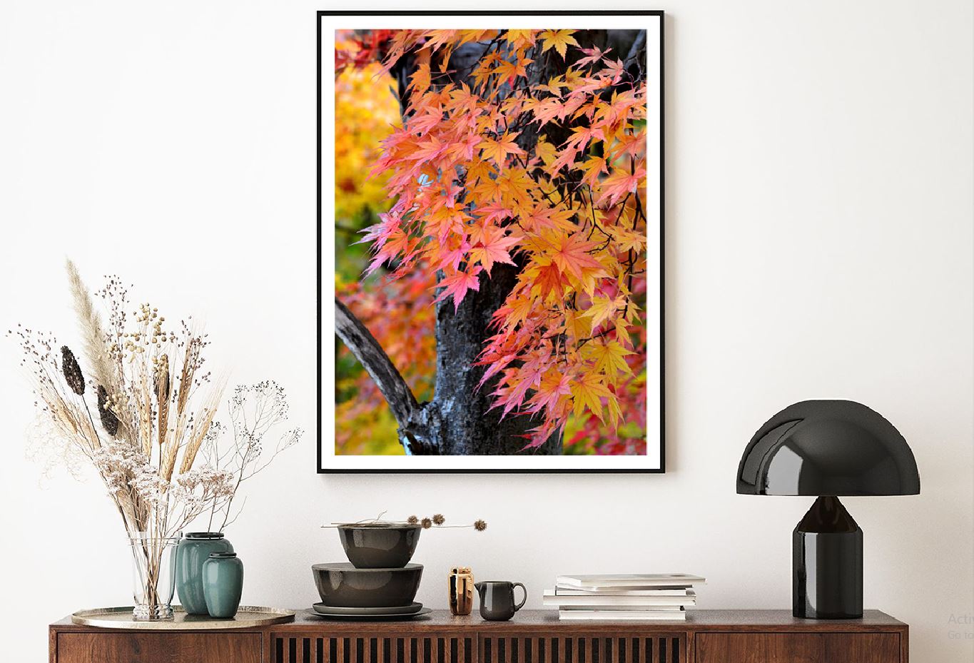 Orange Pink Maple Leaves View Photograph Home Decor Premium Quality Poster Print Choose Your Sizes