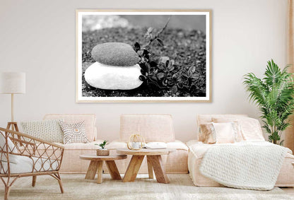 White Stones & Black Flowers B&W View Photograph Home Decor Premium Quality Poster Print Choose Your Sizes