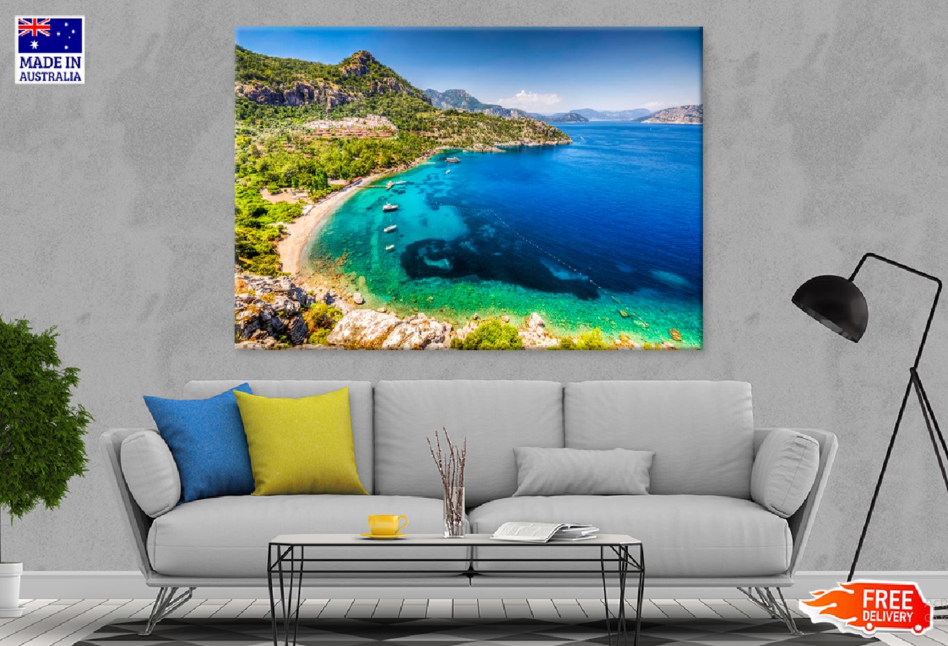 Green Mountain Sea Coastline View Photograph Print 100% Australian Made