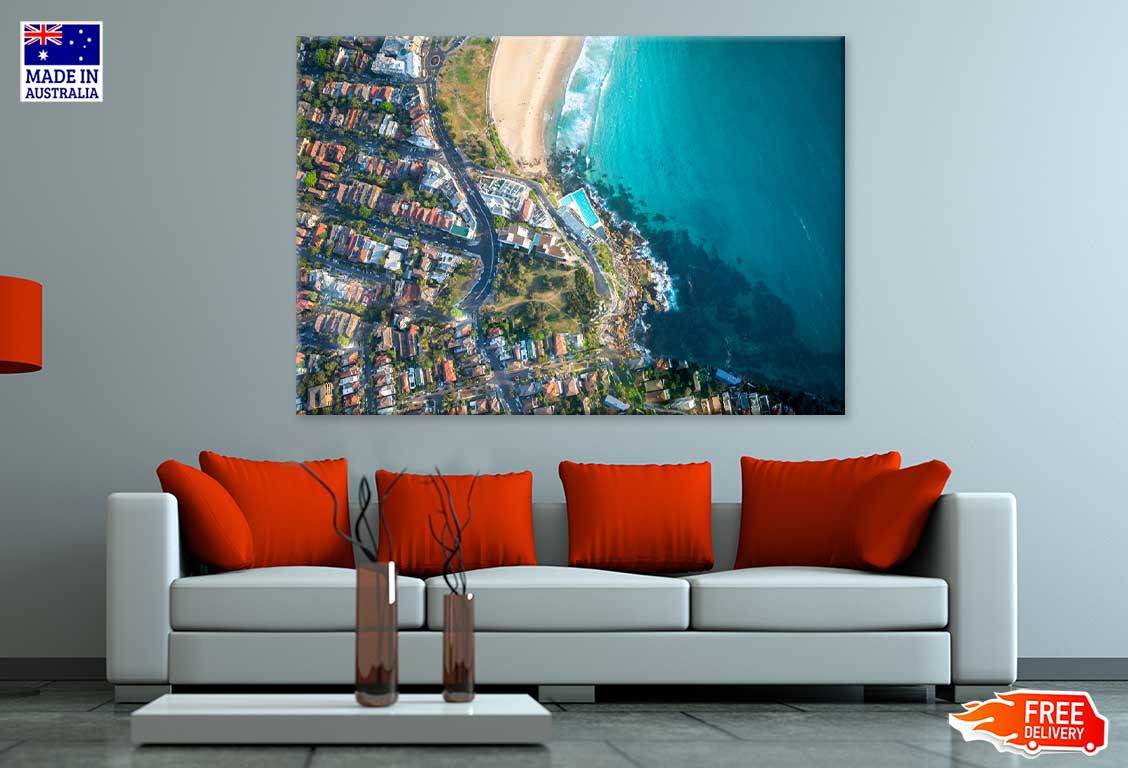 Bondi Sea Aerial Photograph Sydney Australia Print 100% Australian Made