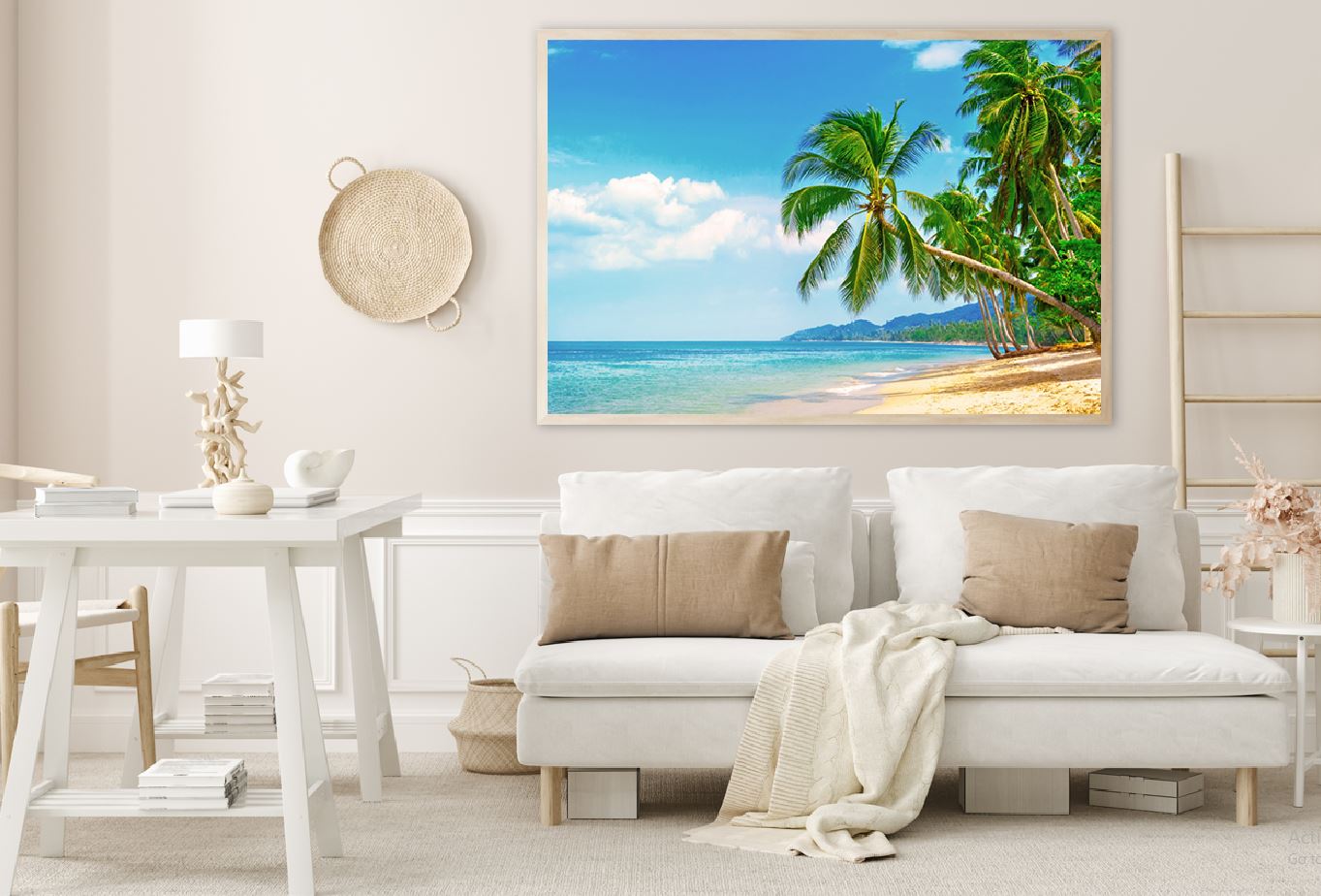 Palm Trees Sandy Tropical Beach Photograph Home Decor Premium Quality Poster Print Choose Your Sizes