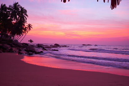 Pink Sunset Sky on Beach View Photograph Print 100% Australian Made