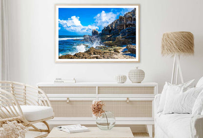 Waves on Rocks Sea Blue Sky View Photograph Home Decor Premium Quality Poster Print Choose Your Sizes