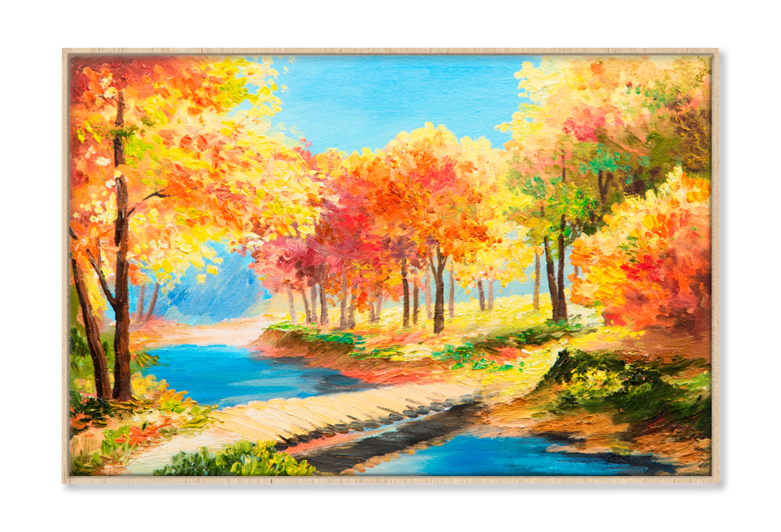 Colorful Autumn Forest Oil Painting Wall Art Limited Edition High Quality Print Canvas Box Framed Natural