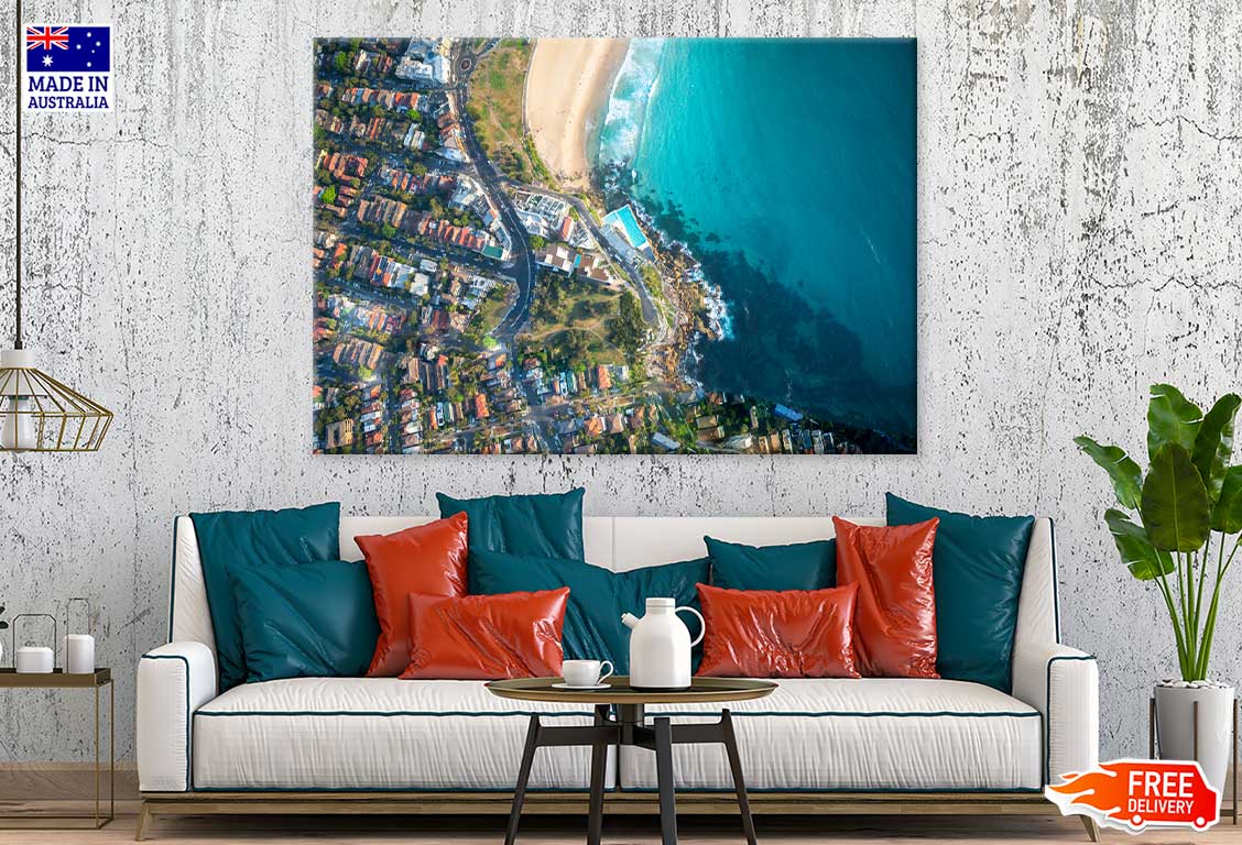 Bondi Sea Aerial Photograph Sydney Australia Print 100% Australian Made