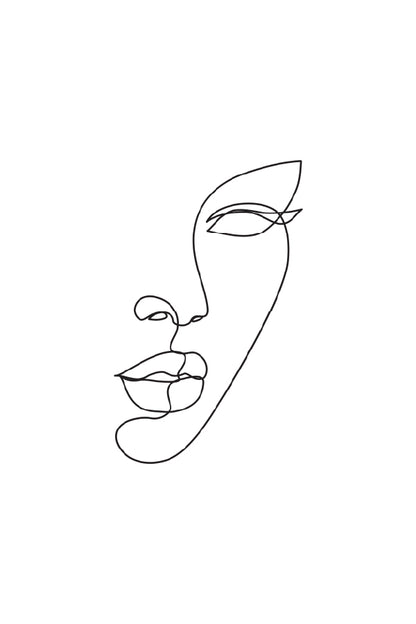 Woman Face B&W Line Art Design Print 100% Australian Made