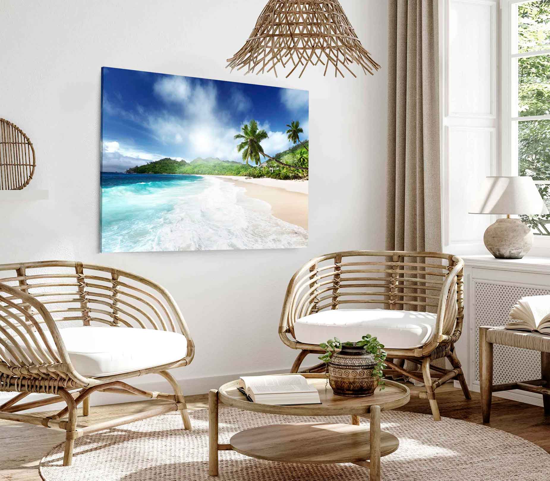 Bella Home Palm Trees at Mahe Beach Print Canvas Ready to hang