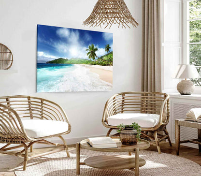 Bella Home Palm Trees at Mahe Beach Print Canvas Ready to hang