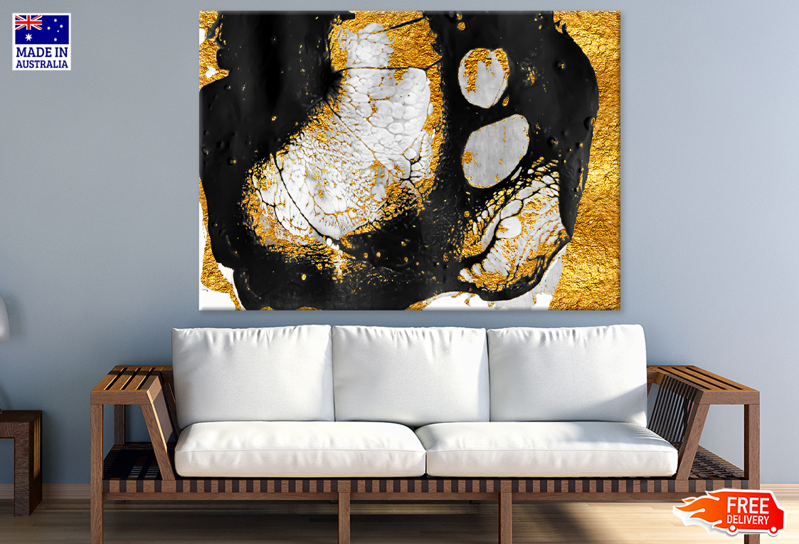 Black & White & Gold Abstract Design Print 100% Australian Made