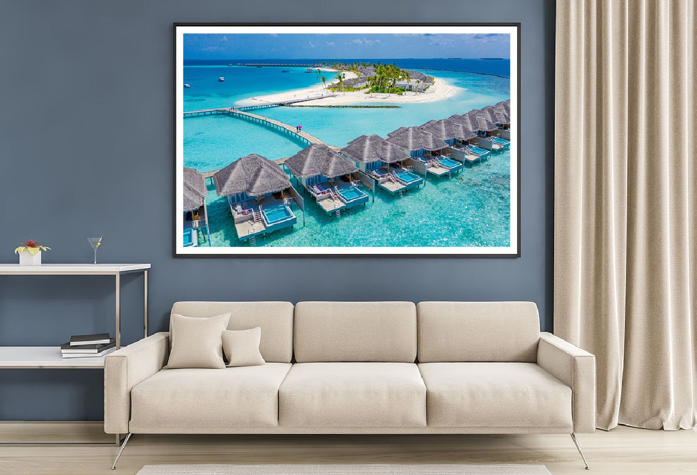 Maldives Sea Resort & Pier Aerial View Photograph Home Decor Premium Quality Poster Print Choose Your Sizes