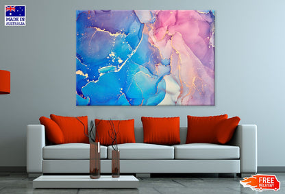 Blue Pink & Gold Fluid Abstract Design Print 100% Australian Made