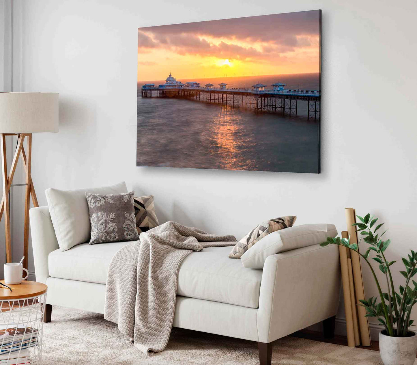 Bella Home Llandudno Pier and the Sunrise Print Canvas Ready to hang