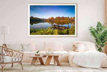 Boat on Autumn English Lake View Photograph Home Decor Premium Quality Poster Print Choose Your Sizes