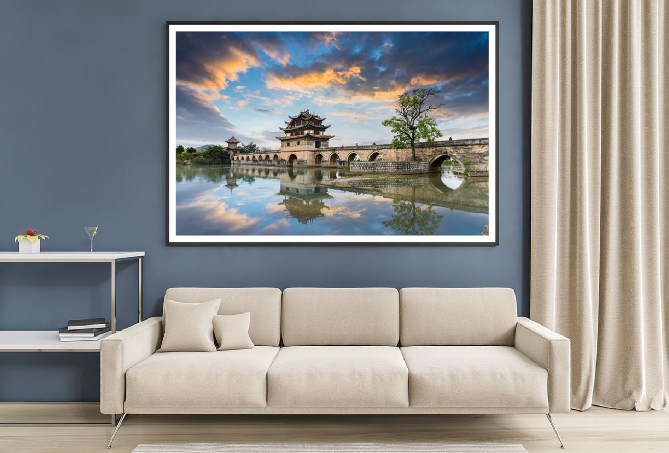 Double Dragon Bridge Sunset View Photograph Home Decor Premium Quality Poster Print Choose Your Sizes