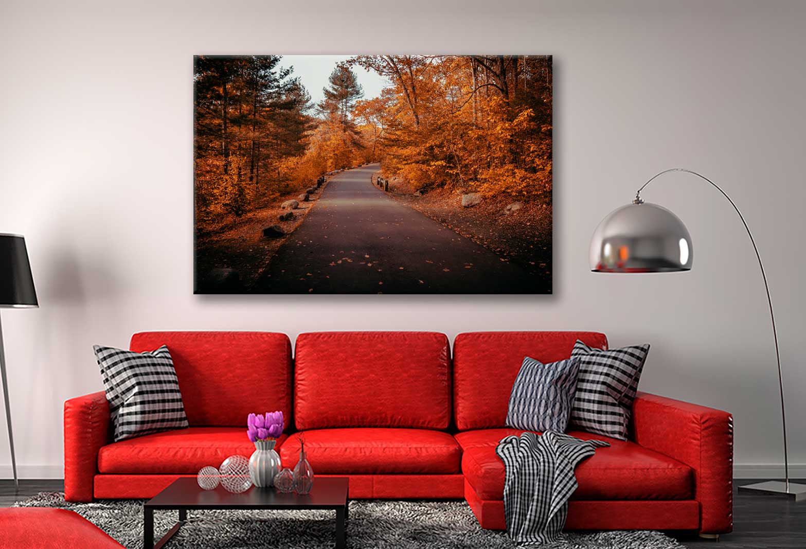 Bella Home New Hampshire Autumnal Road Print Canvas Ready to hang