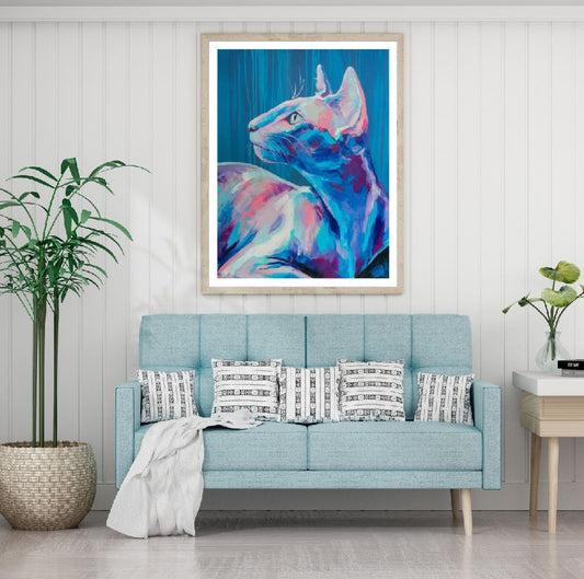 Colorful Cat Face Abstract Painting Home Decor Premium Quality Poster Print Choose Your Sizes