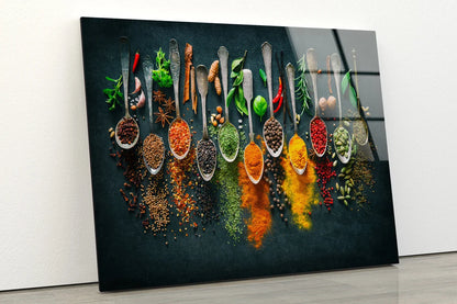 Spices on Spoons Photograph Acrylic Glass Print Tempered Glass Wall Art 100% Made in Australia Ready to Hang