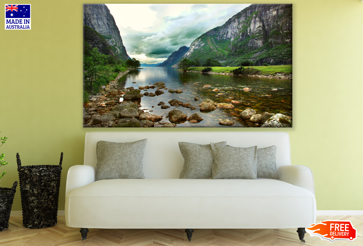 Beautiful Water Stream & Mountain View Print 100% Australian Made