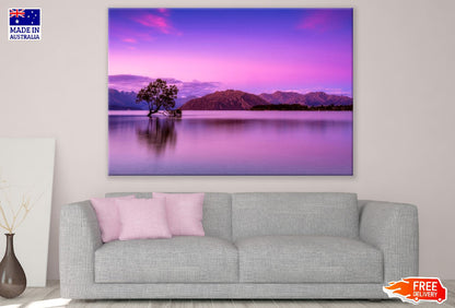 Tree & Sunset Over Mountains Photograph Print 100% Australian Made