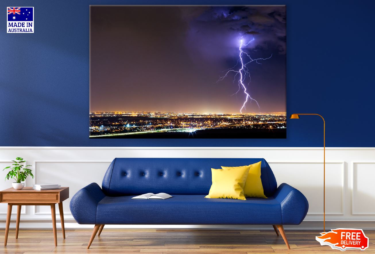 Lighting on City Night View Photograph Print 100% Australian Made
