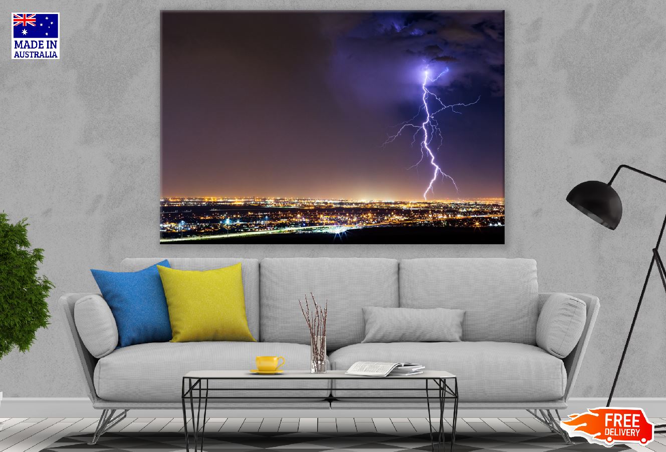 Lighting on City Night View Photograph Print 100% Australian Made