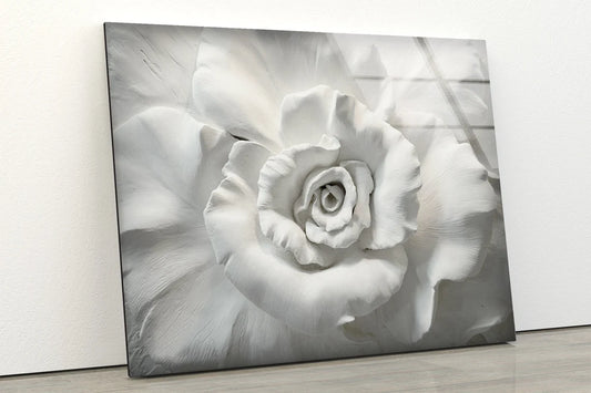 White Flower Marble Design Acrylic Glass Print Tempered Glass Wall Art 100% Made in Australia Ready to Hang