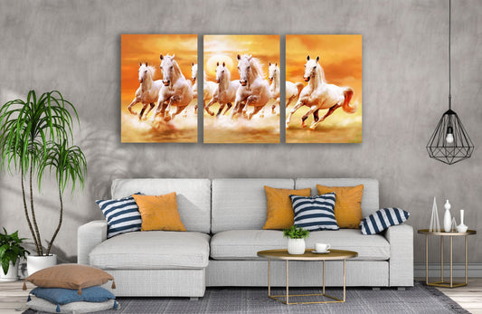 3 Set of Running Horses Photograph High Quality Print 100% Australian Made Wall Canvas Ready to Hang