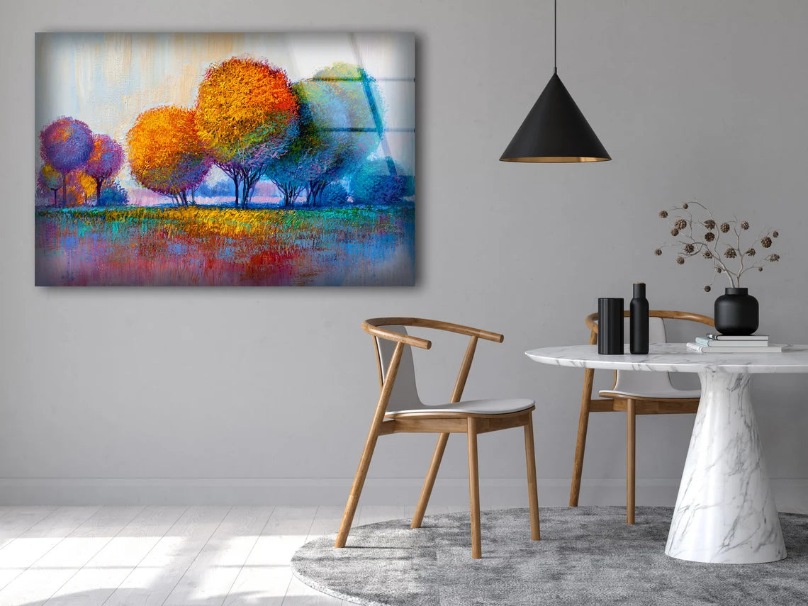 Colorful Trees Oil Painting Acrylic Glass Print Tempered Glass Wall Art 100% Made in Australia Ready to Hang