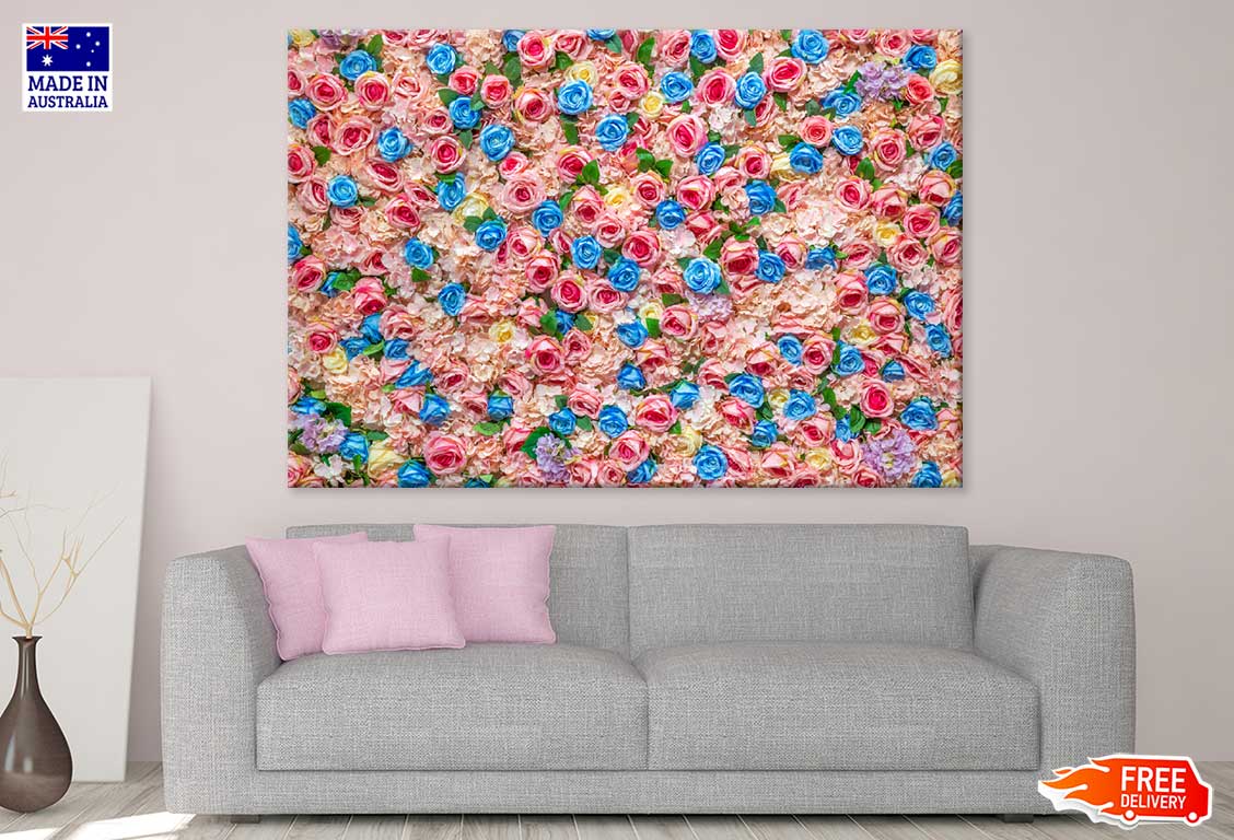 Blue & Pink Garden Roses View Photograph Print 100% Australian Made