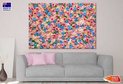 Blue & Pink Garden Roses View Photograph Print 100% Australian Made