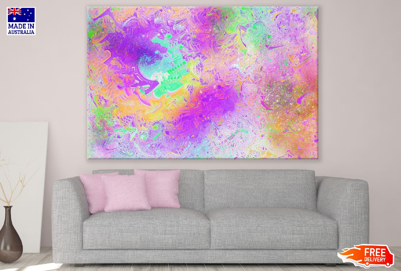 Green Purple & Orange Abstract Design Print 100% Australian Made