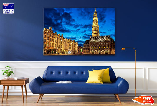 Grand Place Belgium Nigh View Photograph Print 100% Australian Made