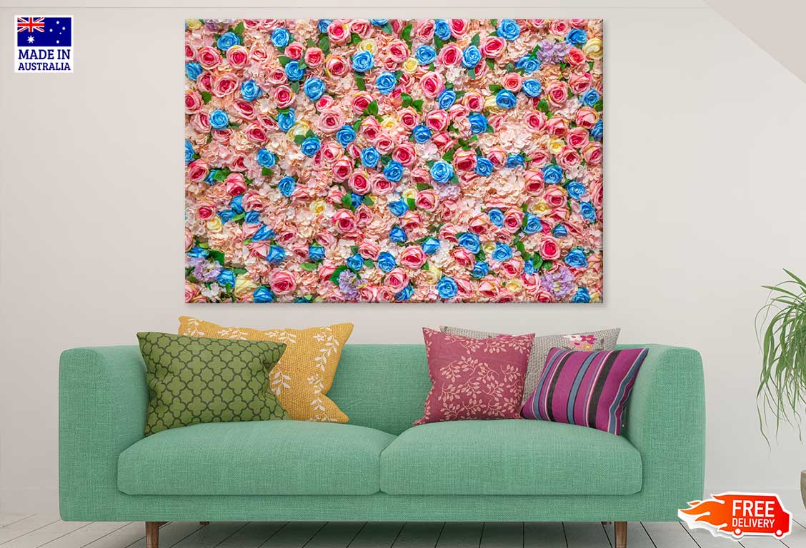 Blue & Pink Garden Roses View Photograph Print 100% Australian Made