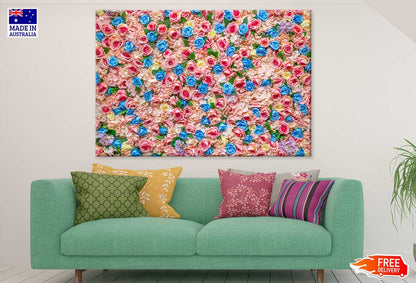 Blue & Pink Garden Roses View Photograph Print 100% Australian Made