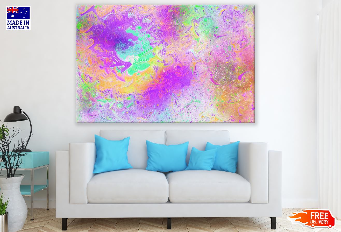Green Purple & Orange Abstract Design Print 100% Australian Made