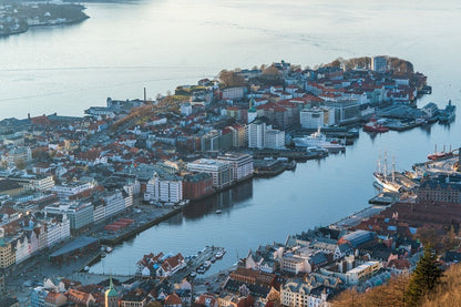 Bergen City Aerial view Photograph, Norway Print 100% Australian Made