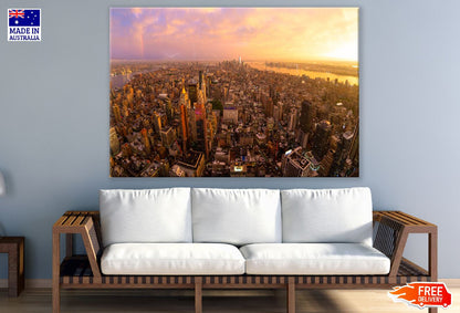 New York City Skyline with Lighting Photograph Print 100% Australian Made