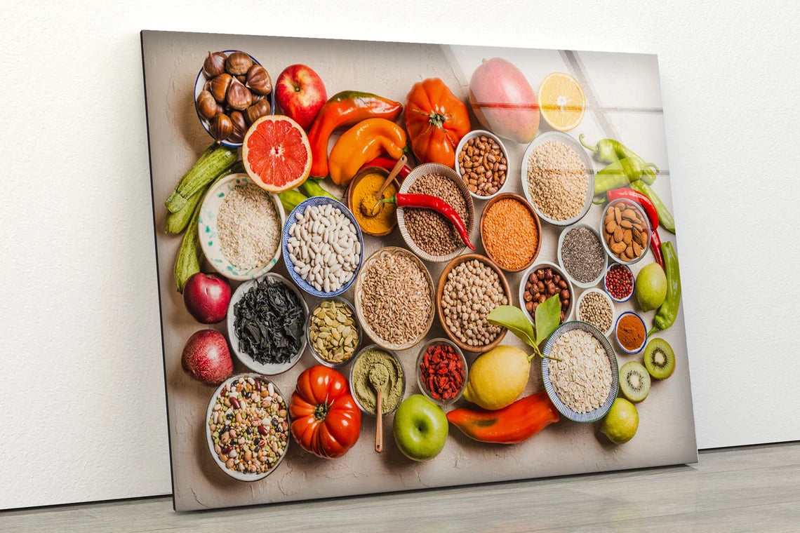 Spices, Vegetables & Fruits Photograph Acrylic Glass Print Tempered Glass Wall Art 100% Made in Australia Ready to Hang