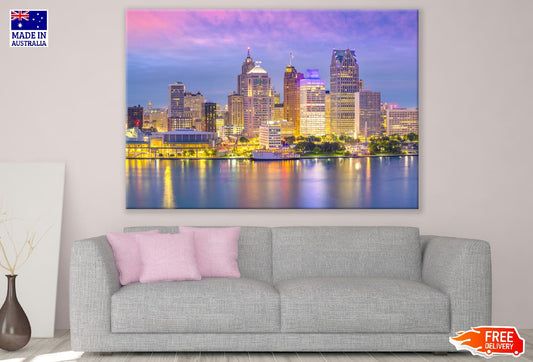 Detroit Skyline Photograph, Ontario Canada Print 100% Australian Made