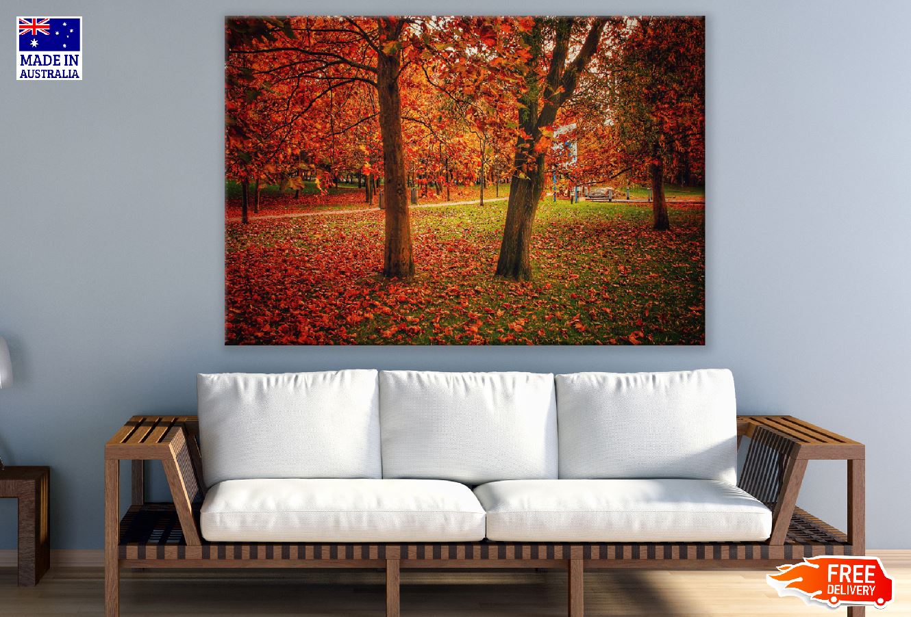 Red Maple Trees Autumn Scenery Photograph Print 100% Australian Made