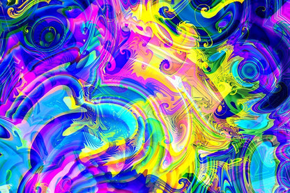 Blue Pink & Yellow Digital Art Abstract Design Print 100% Australian Made