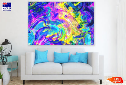 Blue Pink & Yellow Digital Art Abstract Design Print 100% Australian Made