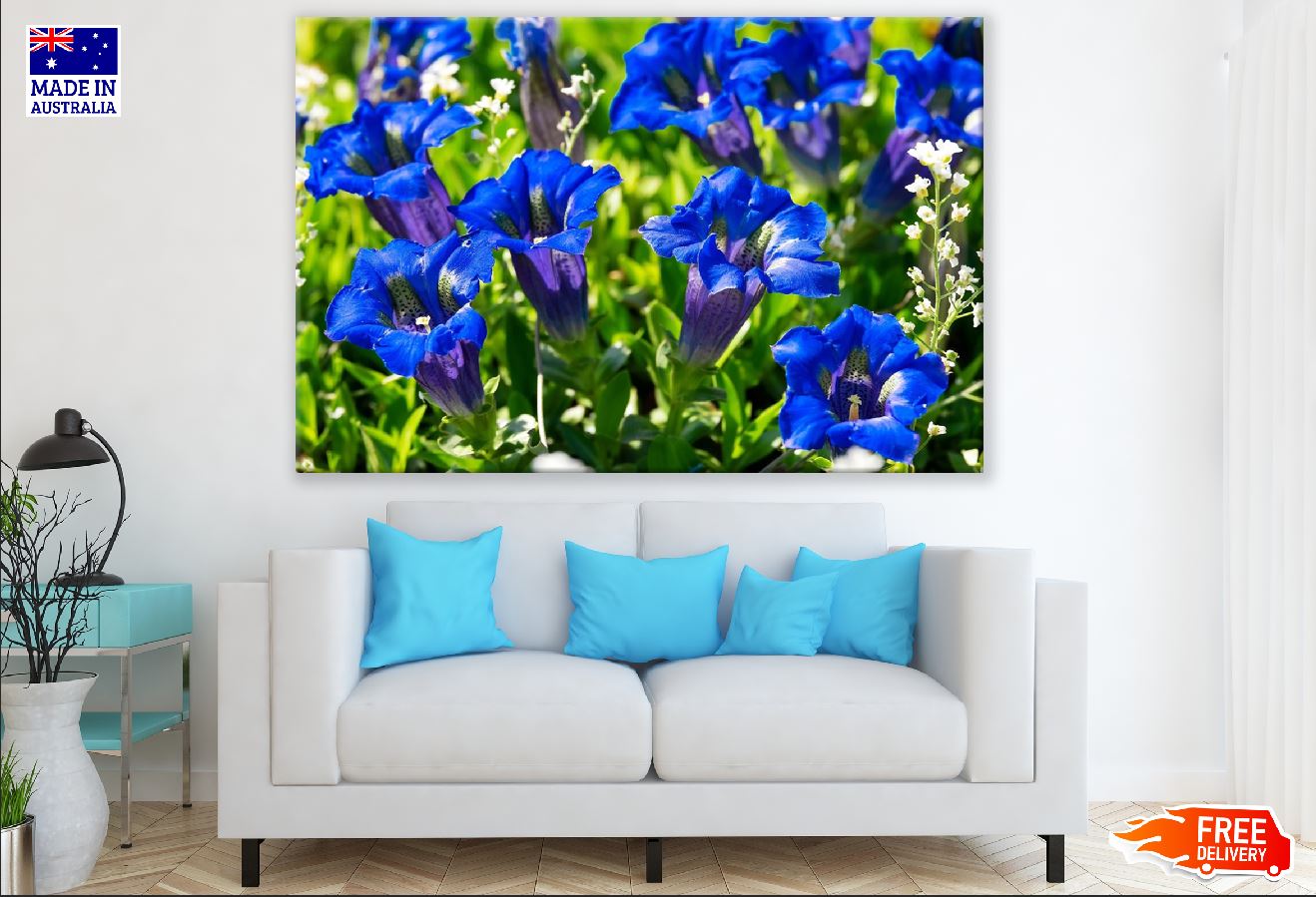 Blue Gentians Flowers Photograph Print 100% Australian Made