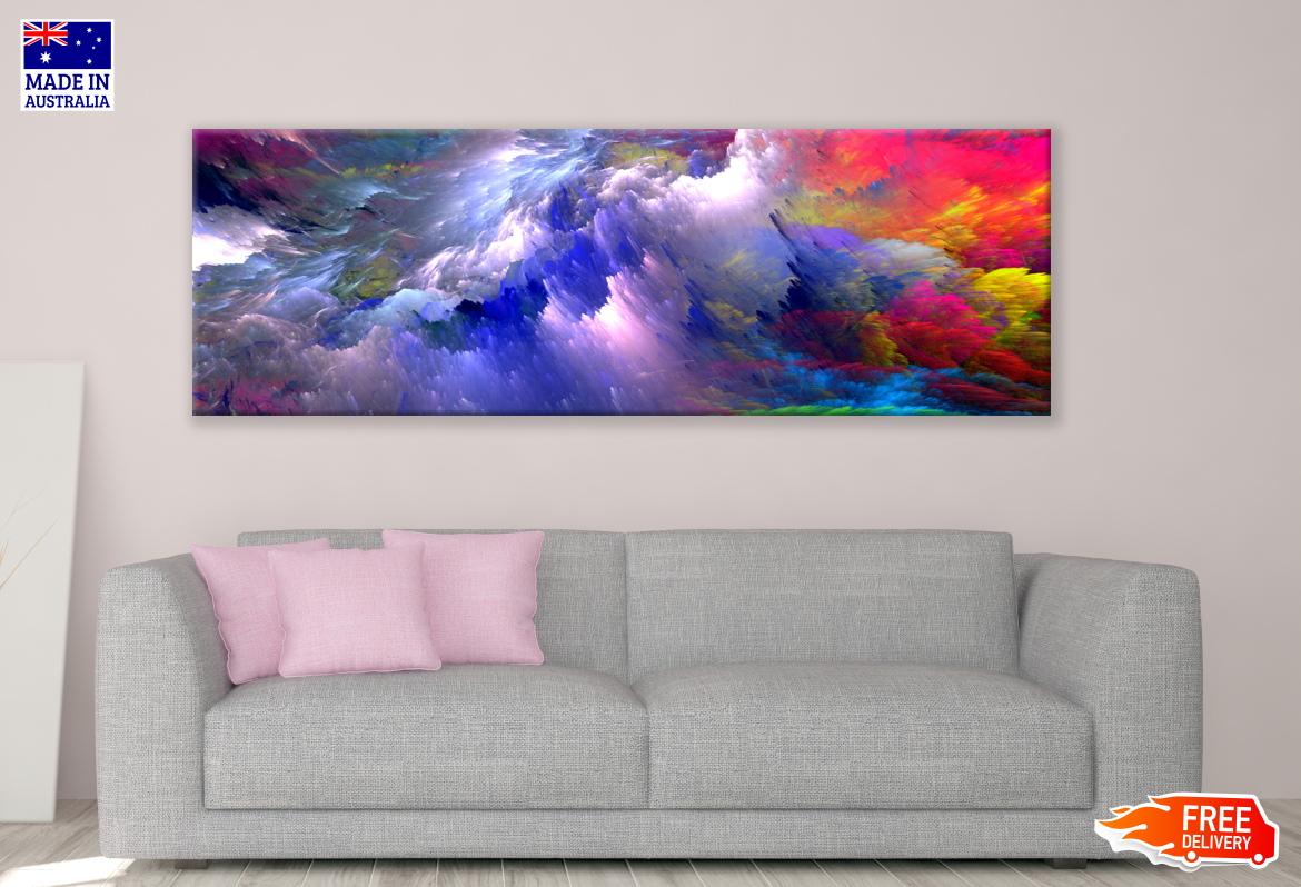 Panoramic Canvas Colourful Abstract Cloud Design High Quality 100% Australian made wall Canvas Print ready to hang