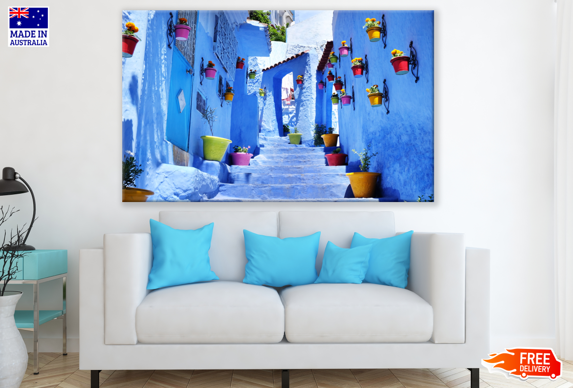 Morocco Colourful Houses Photograph Print 100% Australian Made