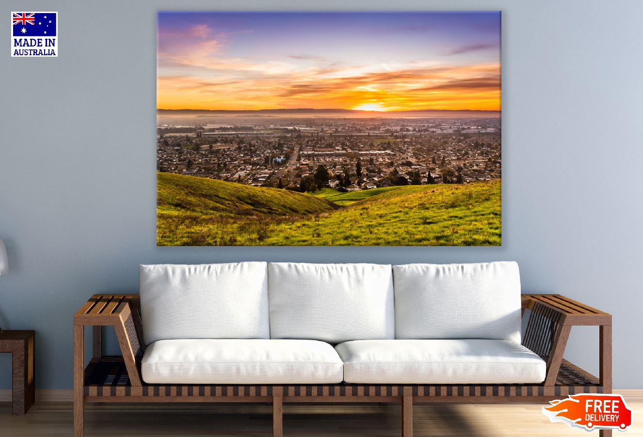 East San Francisco Bay Area View From Hills Sunset Photograph Print 100% Australian Made