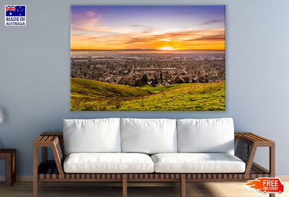 East San Francisco Bay Area View From Hills Sunset Photograph Print 100% Australian Made
