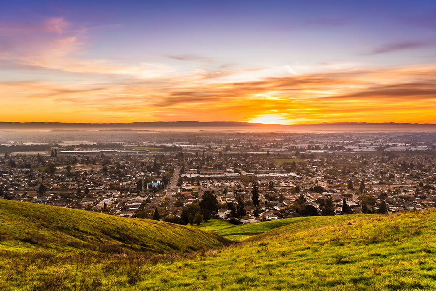 East San Francisco Bay Area View From Hills Sunset Photograph Print 100% Australian Made
