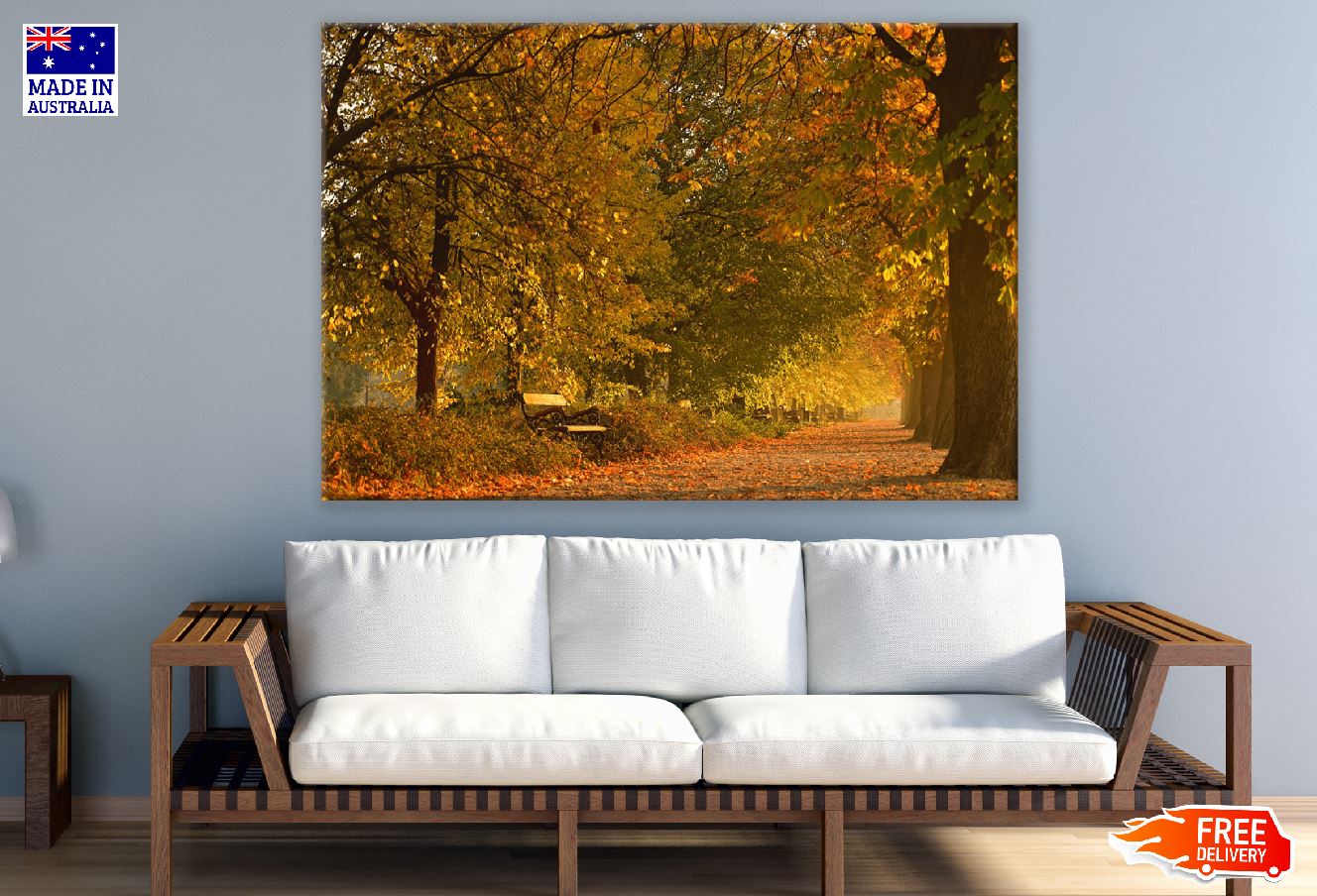 Yellow Maple Trees Autumn Scenery Photograph Print 100% Australian Made